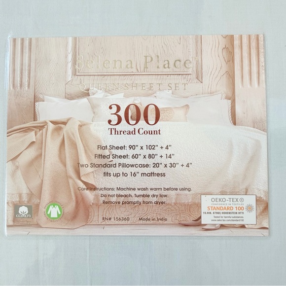 Queen Sheet Set Organic Cotton 300 Thread Count Blue Home Bedroom New - Picture 3 of 3